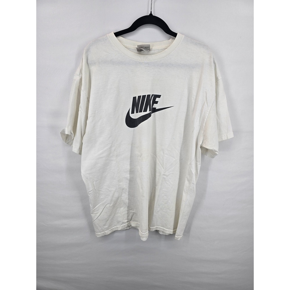 Nike Mens‎ Vintage Silver Tag Logo T-Shirt White XL Short Sleeve Swoosh Tee